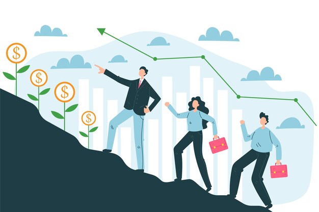Concepto de líderes financieros dibujados a mano