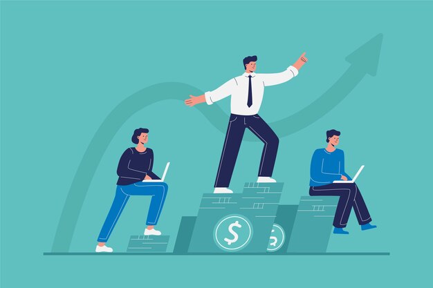 Concepto de líderes financieros dibujados a mano