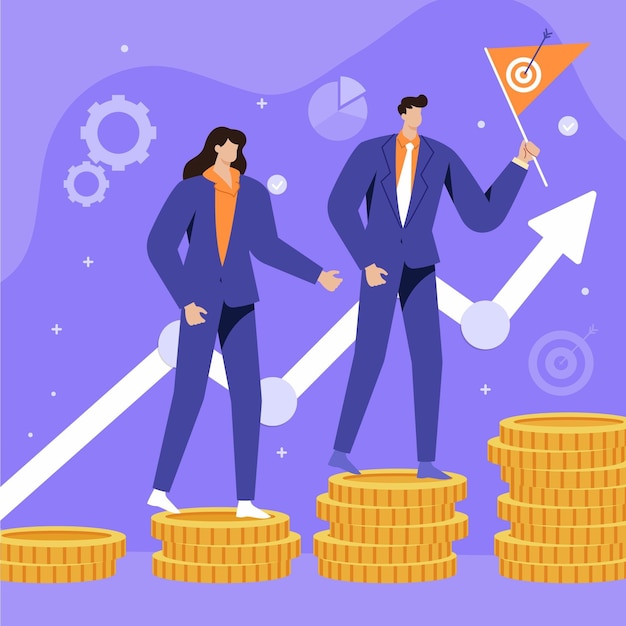 Concepto de líderes financieros de diseño plano dibujado a mano