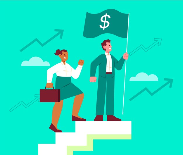 Concepto de líderes financieros de diseño plano dibujado a mano