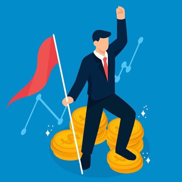 Concepto de líderes financieros con monedas