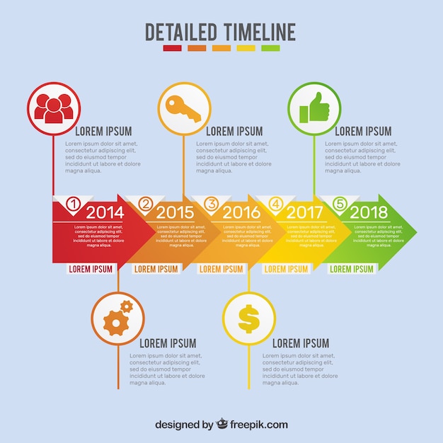 Concepto de línea de tiempo colorido moderno