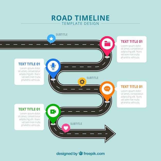 Concepto de línea de tiempo de negocios con carretera