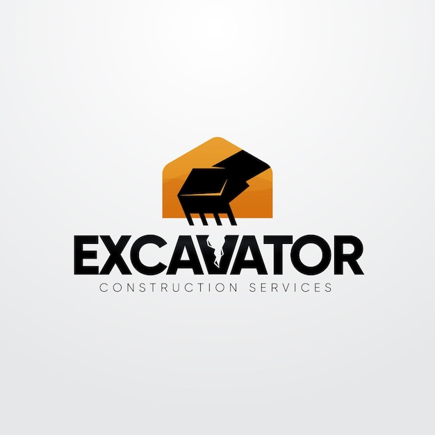 Concepto de logotipo de construcción de excavadora