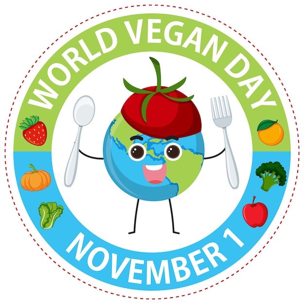 Vector gratuito concepto de logotipo del día mundial del veganismo