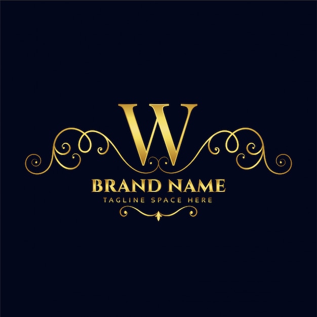 Vector gratuito concepto de logotipo de lujo dorado vintage real letra w