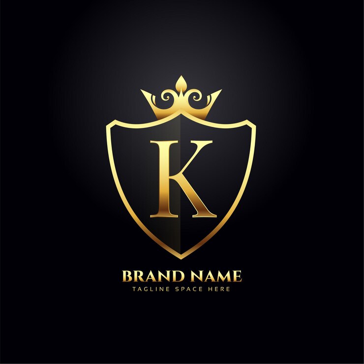 Vector gratuito concepto de logotipo de lujo letra k con corona de oro