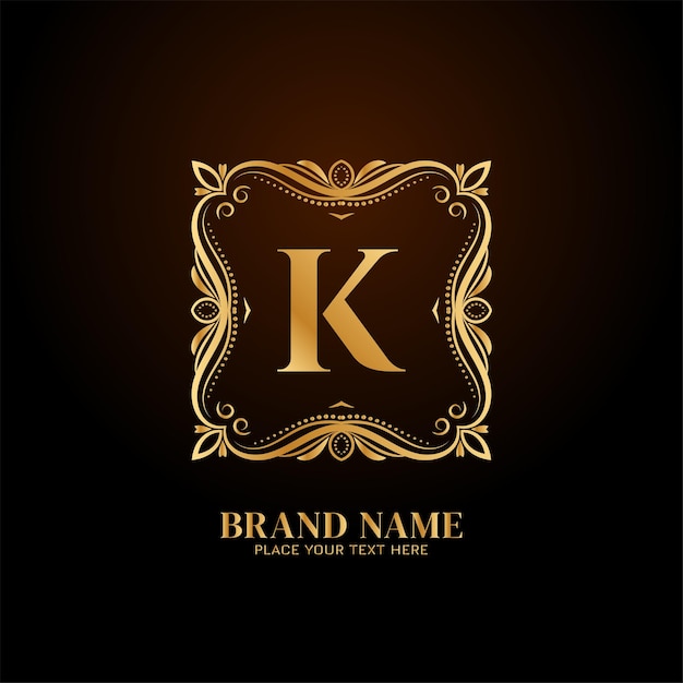 Vector gratuito concepto de logotipo de marca de lujo elegante letra k