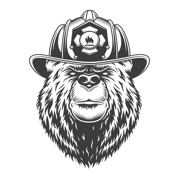 Concepto de lucha contra incendios monocromo vintage