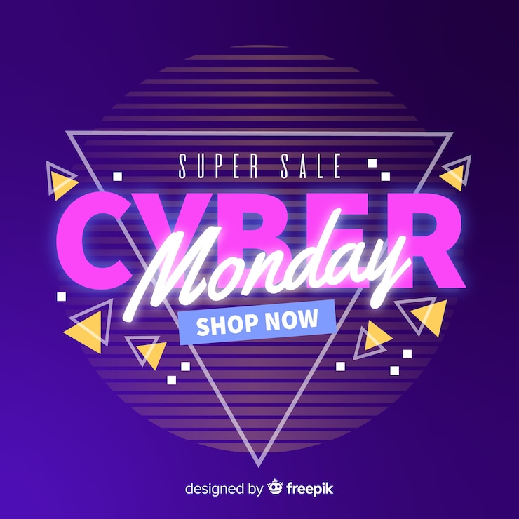 Vector gratuito concepto de lunes cibernético con diseño futurista retro