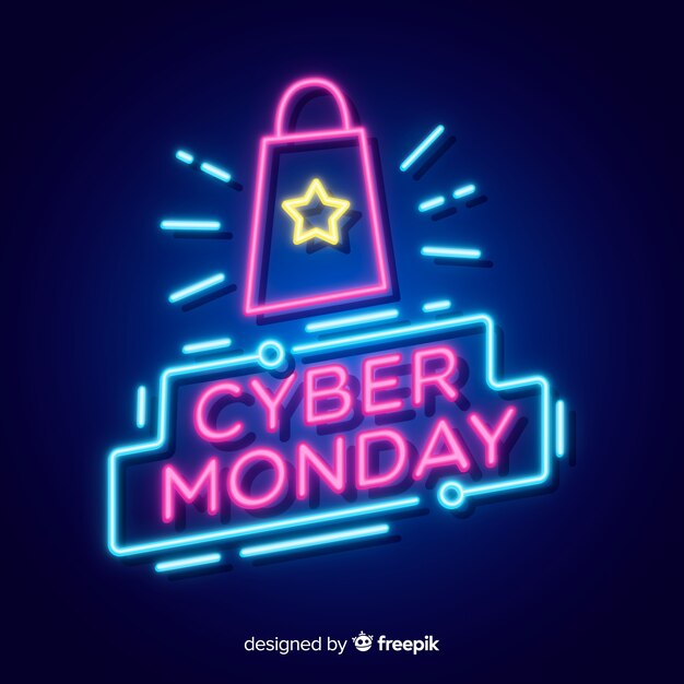Concepto de lunes cibernético con diseño de neón
