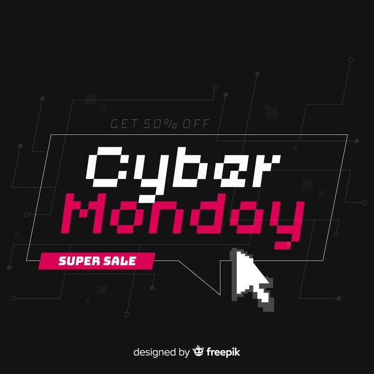Vector gratuito concepto de lunes cibernético con fondo de diseño plano