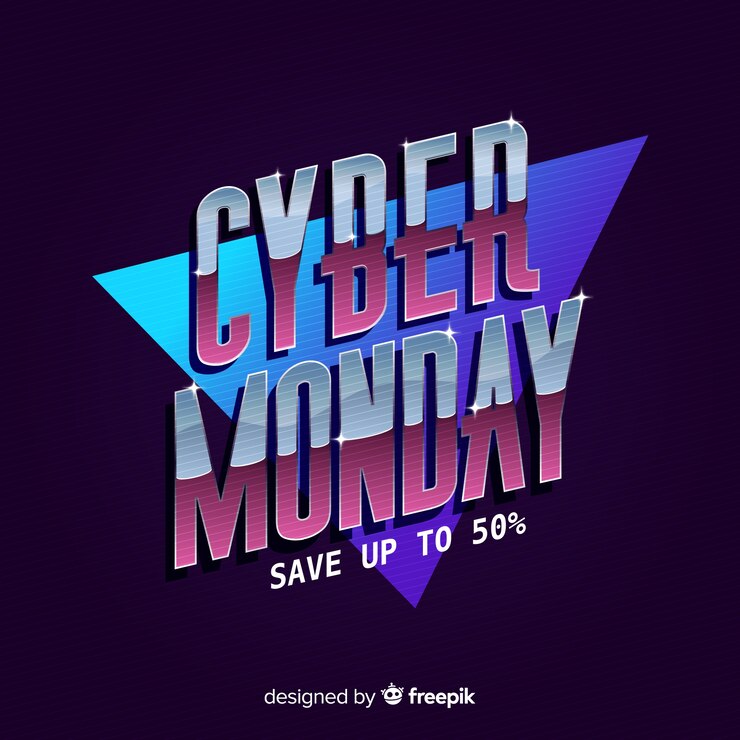 Vector gratuito concepto de lunes cibernético con fondo futurista retro