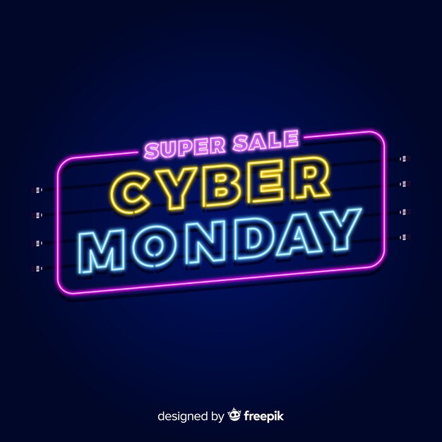 Concepto de lunes cibernético con fondo de neón