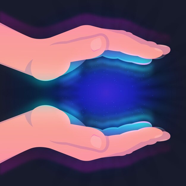 Concepto de manos curativas de energía
