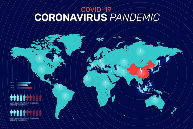 Vector gratuito concepto de mapa de coronavirus