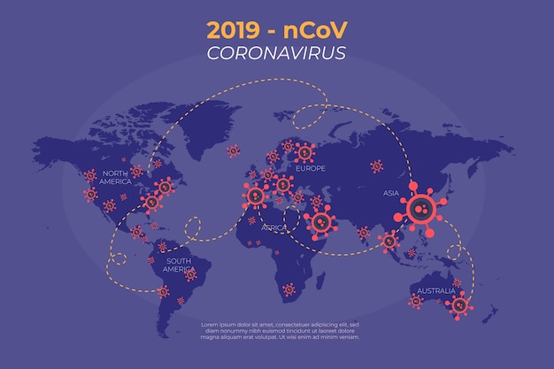 Concepto de mapa de coronavirus