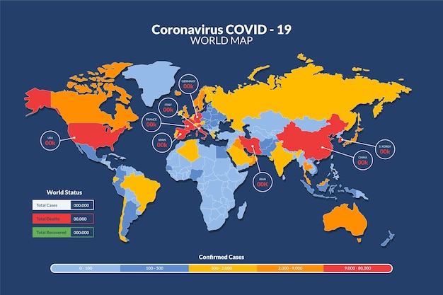Vector gratuito concepto de mapa de coronavirus