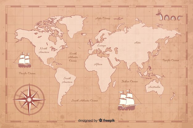Concepto de mapa mundial vintage digital