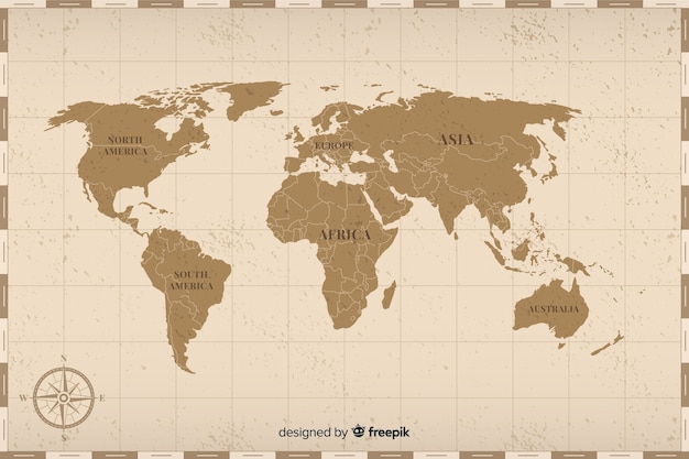 Vector gratuito concepto de mapa del mundo vintage coloreado