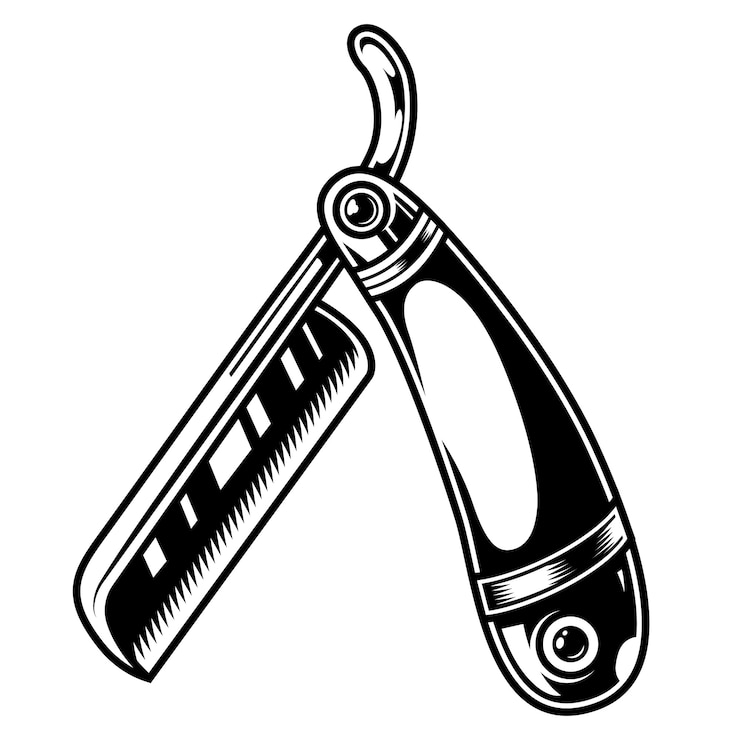 Vector gratuito concepto de maquinilla de afeitar recta monocromo vintage
