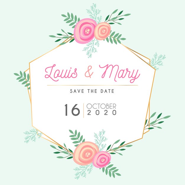 Concepto de marco floral de boda