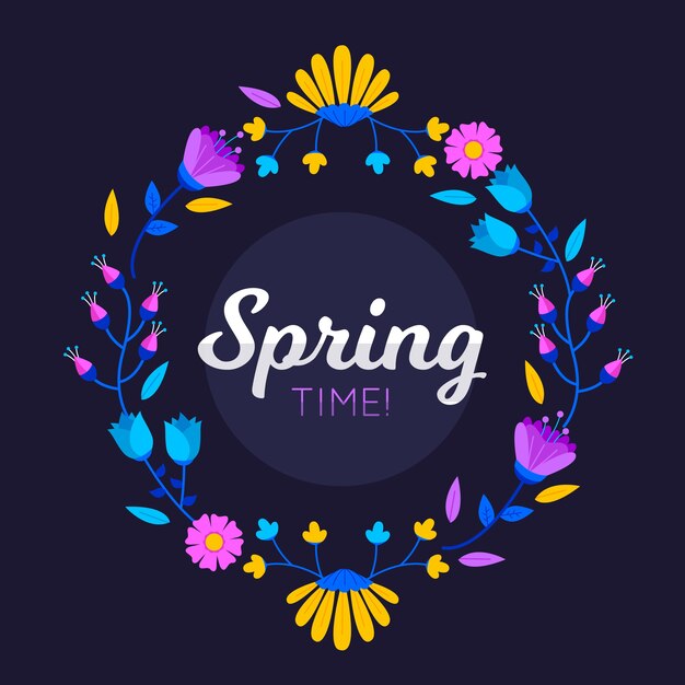 Concepto de marco floral de primavera de diseño plano