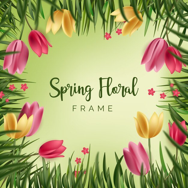 Concepto de marco floral de primavera realista