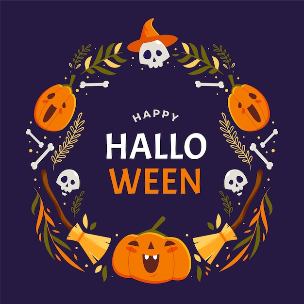 Vector gratuito concepto de marco plano de halloween