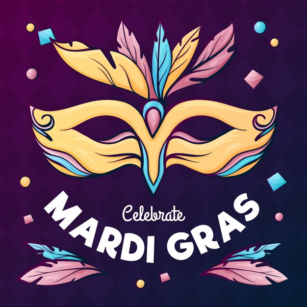 Concepto de mardi gras dibujado a mano