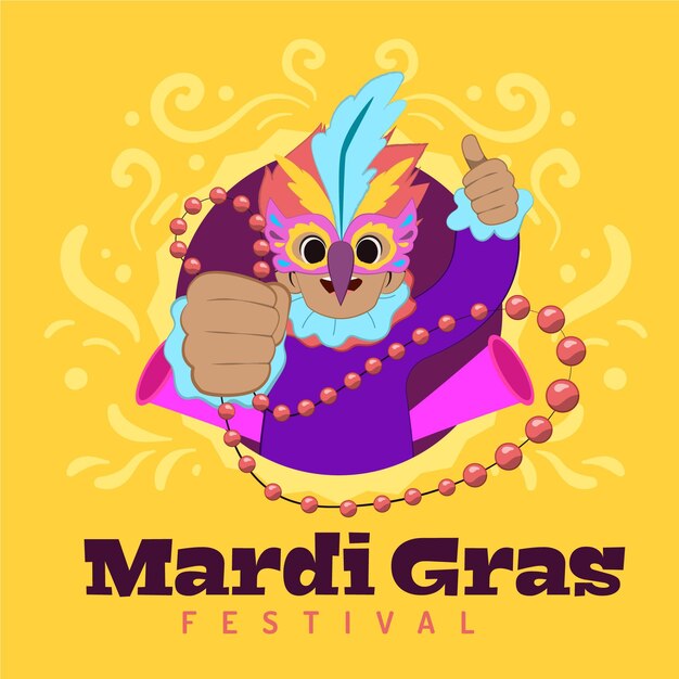 Concepto de mardi gras dibujado a mano