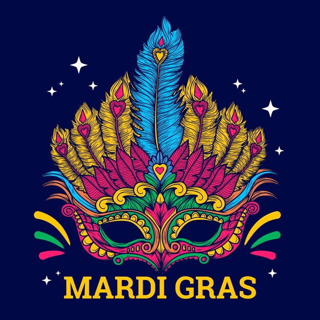 Concepto de mardi gras dibujado a mano
