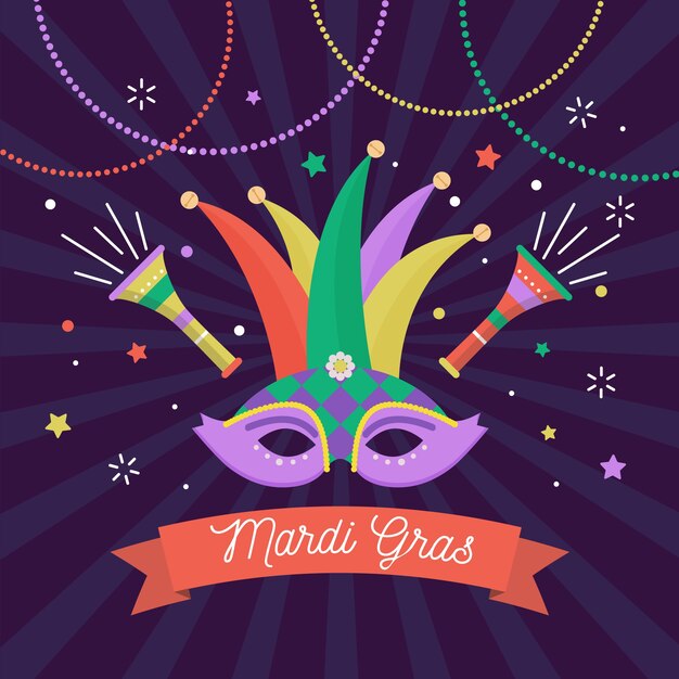 Concepto de mardi gras de diseño plano