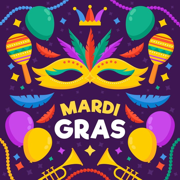 Concepto de mardi gras de diseño plano