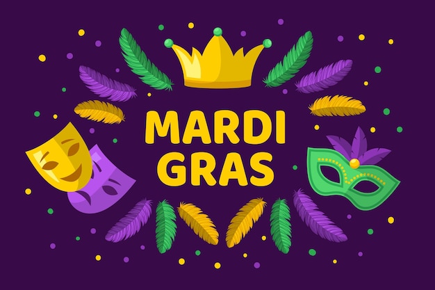 Vector gratuito concepto de mardi gras en diseño plano