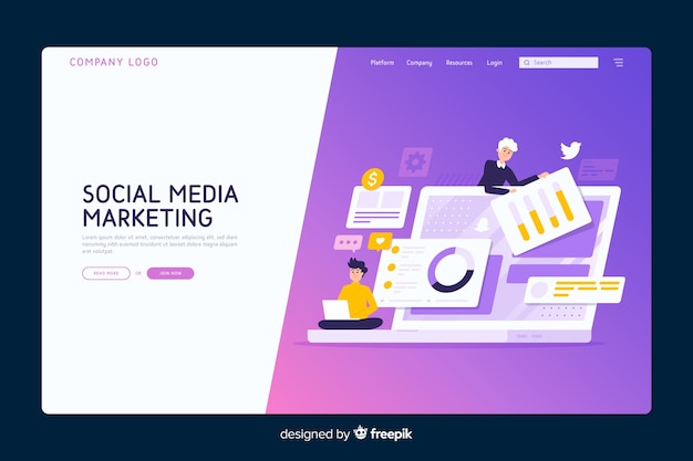 Concepto de marketing plantilla de página de destino