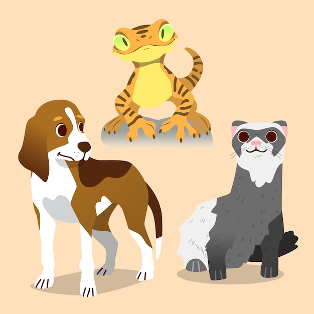 Vector gratuito concepto de mascotas diferentes