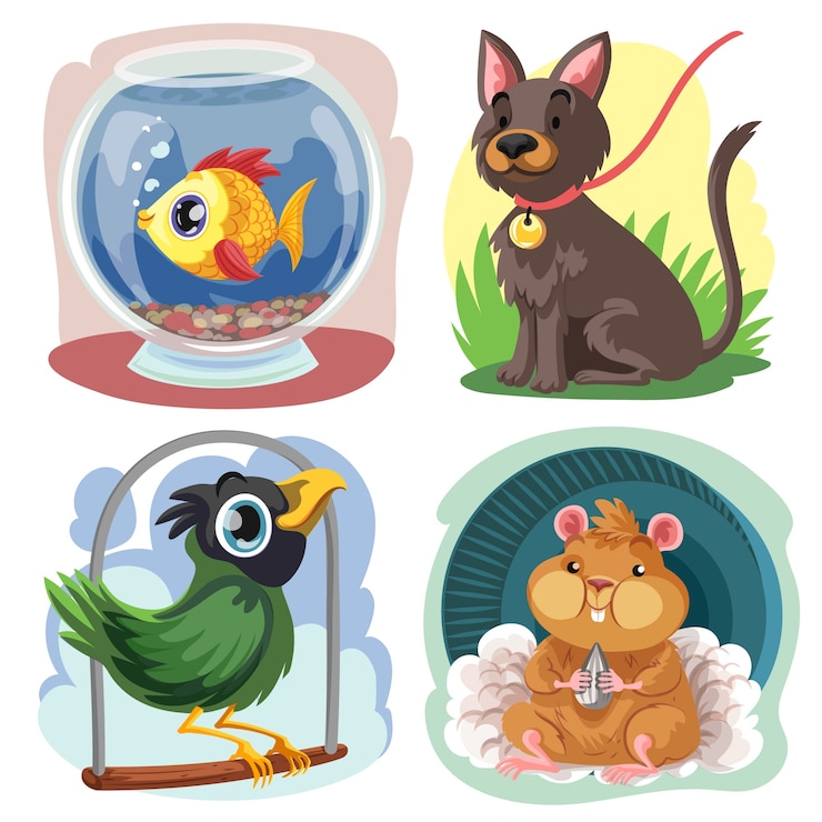 Vector gratuito concepto de mascotas diferentes