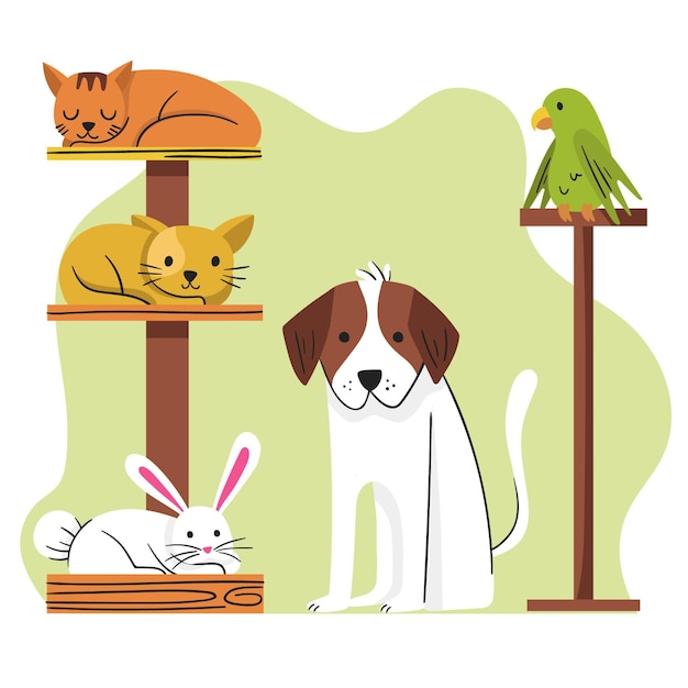 Concepto de mascotas diferentes