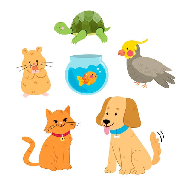 Vector gratuito concepto de mascotas diferentes