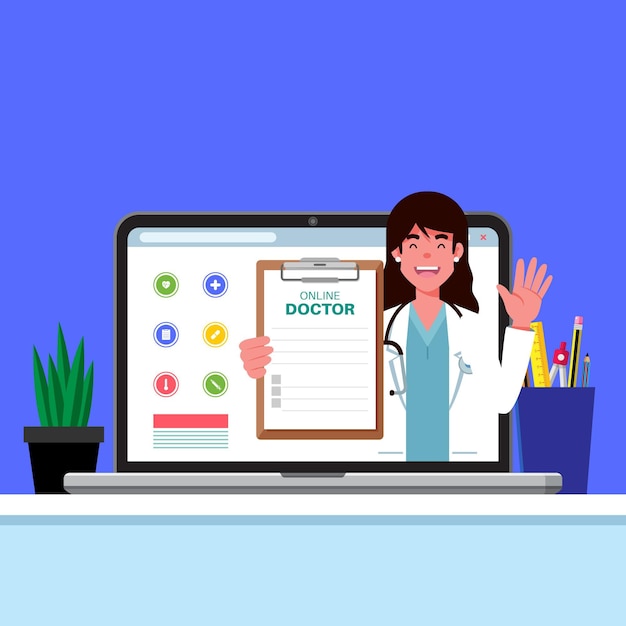 Vector gratuito concepto médico en línea