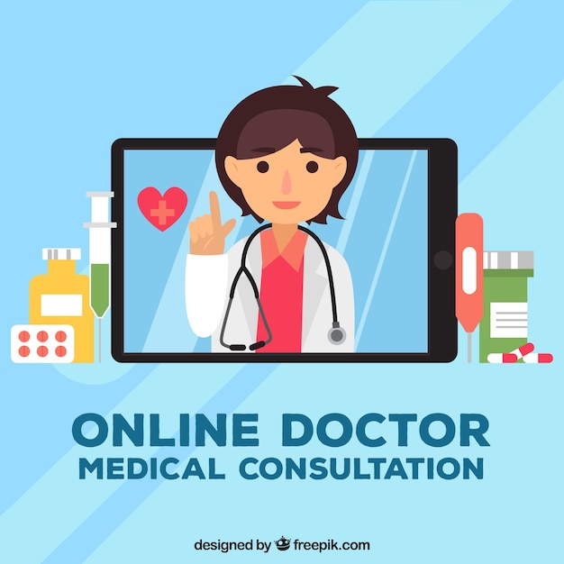 Vector gratuito concepto de médico online