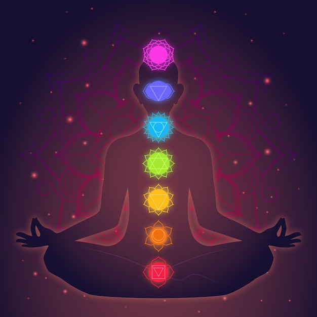 Concepto de meditación y chakras