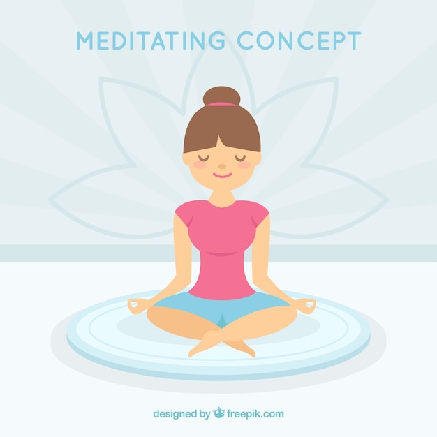 Vector gratuito concepto de meditación con diseño plano