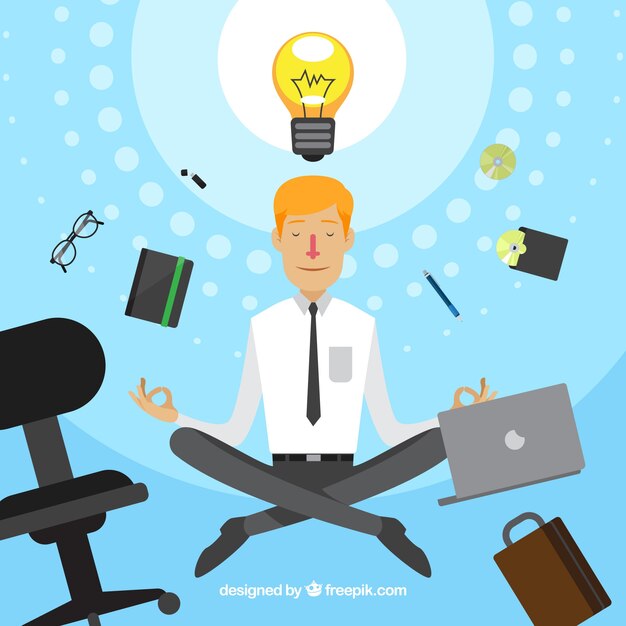 Concepto de meditación con hombre de negocios