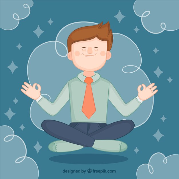 Concepto de meditación con hombre de negocios