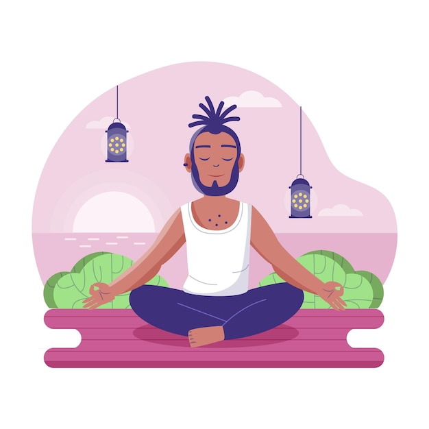 Vector gratuito concepto de meditación hombre relajado