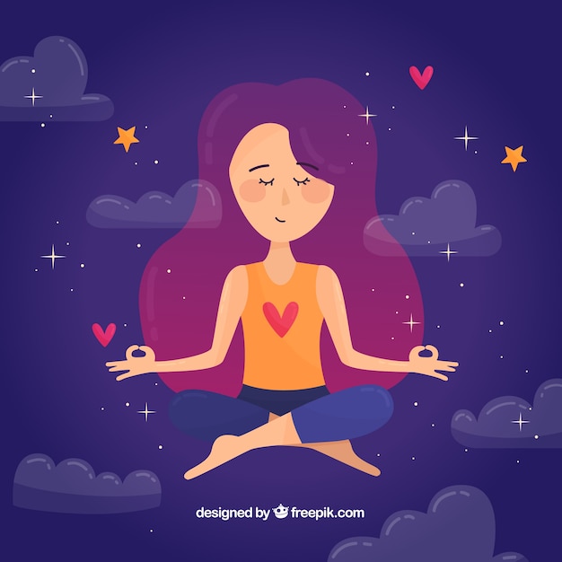 Vector gratuito concepto de meditación con mujer dibujada a mano