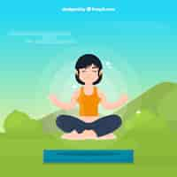 Vector gratuito concepto de meditación con mujer