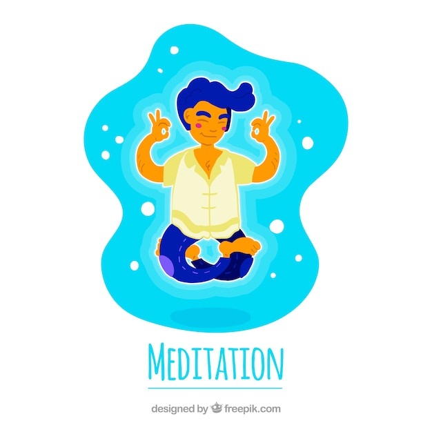 Vector gratuito concepto de meditación con personaje dibujado a mano